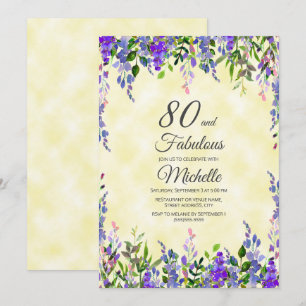 Waterverf Lavendel Geel 80 & Fabulous Verjaardag Kaart