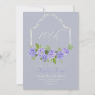 Waterverf Lavendel Hydrangea 70e verjaardag Kaart