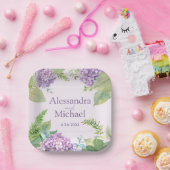 Waterverf Lavendel Hydrangea Bloemen Bruiloft Papieren Bordje (Feest)