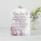 Waterverf Lavendel Peony QR Code Trouwen Informatiekaartje (Staand voorkant)