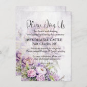 Waterverf Lavendel Peony QR Code Trouwen Informatiekaartje (Voorkant / Achterkant)