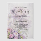 Waterverf Lavendel Peony Wedding Vellum Uitnodigingen (Voorkant)