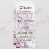 Waterverf Lavendel pioen huwelijksprogramma (Voorkant / Achterkant)