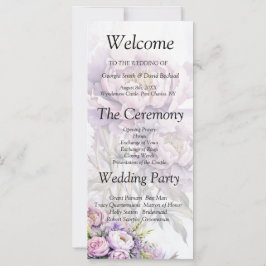 Waterverf Lavendel pioen huwelijksprogramma