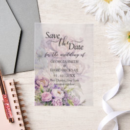 Waterverf Lavendel Pioenbruiloft Save the Date Vellum Uitnodigingen