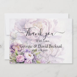 Waterverf Lavendel pioenroos bruiloft Dank u Bedankkaart