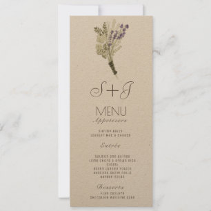 Waterverf Lavendel Rustieke Boeket Diner Menu
