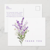 Waterverf Lavendelbegrafenis Dank u Naam & Datum Briefkaart (Voorkant / Achterkant)