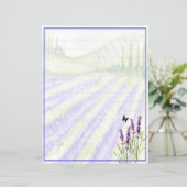 Waterverf lavendelveld (Staand voorkant)