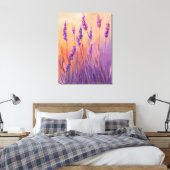 Waterverf Lavendelveld Canvas Afdruk (Insitu (Slaapkamer))