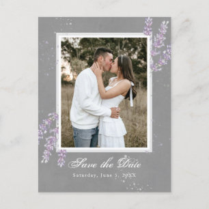 Waterverf lavender bloemen bruiloft behalve datum briefkaart