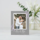 Waterverf lavender bloemen bruiloft behalve datum briefkaart (Staand voorkant)