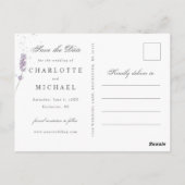 Waterverf lavender bloemen bruiloft behalve datum briefkaart (Achterkant)