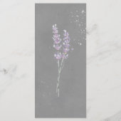 Waterverf lavender bloemen grijs trouwmenu menu (Achterkant)
