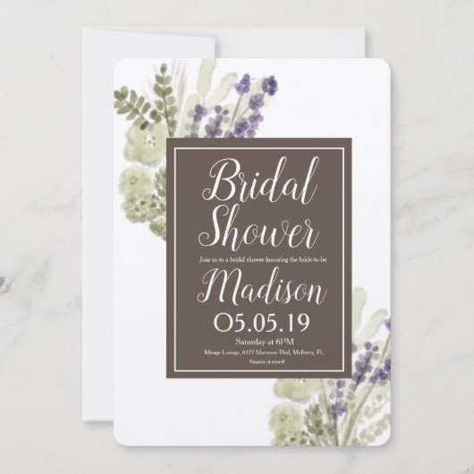 Waterverf Lavender Bouquet Rustic Vrijgezellenfees Kaart (Voorkant)