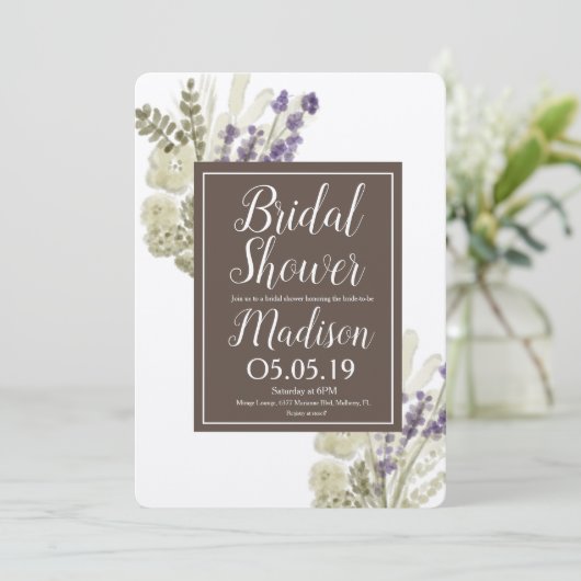 Waterverf Lavender Bouquet Rustic Vrijgezellenfees Kaart (Staand voorkant)