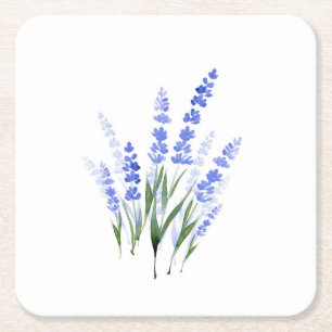 Waterverf Lavender Bouquet Vierkante Kartonnen Onderzetter