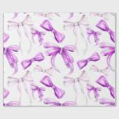 Waterverf Lavender Bow Wrapping Paper Roll Cadeaupapier (Vlak)
