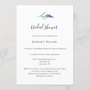 Waterverf lavender Bridal Shower Invitations Kaart