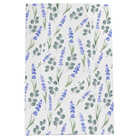 Waterverf lavender en Eucalyptus Patroon Medium Cadeauzakje (Voorkant)