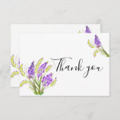 Waterverf Lavender en Green Florals Bedankkaart (Voorkant / Achterkant)