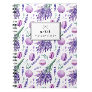 Waterverf Lavender en Macarons Patroon Aangepast Notitieboek
