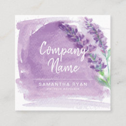 Waterverf Lavender Essential Oils Vierkante Visitekaartje
