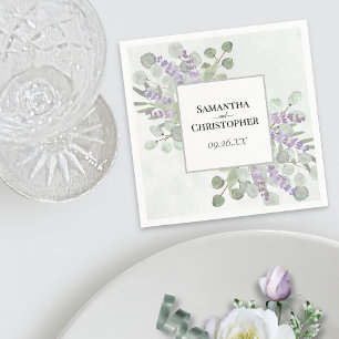 Waterverf Lavender & Eucalyptus Elegant Wedding Servet