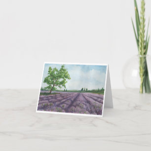 Waterverf Lavender Field Greeting Note Card Bedankkaart