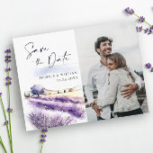 Waterverf Lavender Field Wedding Save the Date Briefkaart