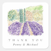 Waterverf Lavender Fields Hartelijk dank Vierkante Sticker (Voorkant)