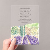 Waterverf Lavender Fields Wedding Acryl Uitnodigingen (Insitu (Draagbaar))