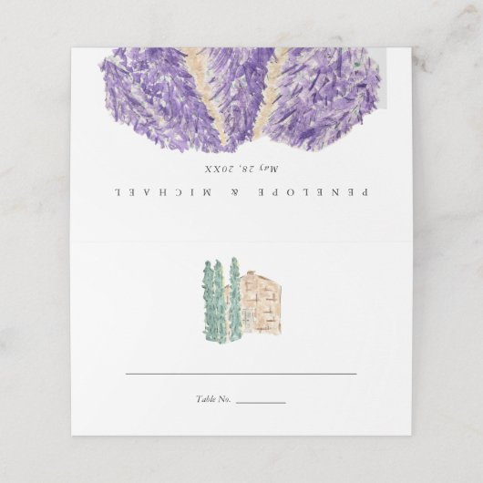 Waterverf Lavender Fields Wedding Folded (Buitenkant ongevouwen)