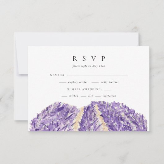 Waterverf Lavender Fields Wedding RSVP (Voorkant)