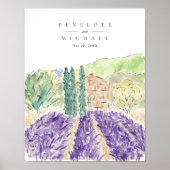 Waterverf Lavender Fields Welkome Weddenschap Post Poster (Voorkant)