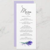Waterverf Lavender Floral Bouquet Spring Wedding Menu (Voorkant / Achterkant)