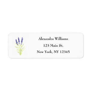 Waterverf Lavender Floral Herb Return Address Etiket