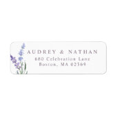 Waterverf Lavender Floral Return-adres Etiket (Voorkant)