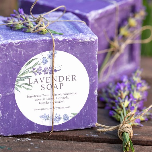 Waterverf Lavender Floral Soap Ronde Sticker