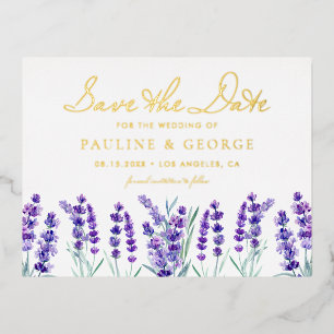 Waterverf lavender Flower Garden Save the Date Folie Uitnodiging Briefkaart