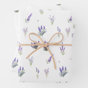 Waterverf lavender Flowers and Leaves Inpakpapier Vel