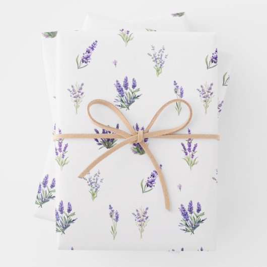 Waterverf lavender Flowers and Leaves Inpakpapier Vel (In situ)