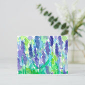 Waterverf Lavender Flowers Briefkaart (Staand voorkant)