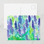 Waterverf Lavender Flowers Briefkaart (Voorkant / Achterkant)