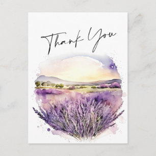Waterverf Lavender Flowers Field Hartelijk dank Briefkaart
