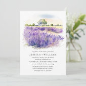 Waterverf Lavender Flowers Field Wedding QR code Kaart (Staand voorkant)