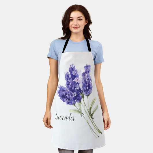  Waterverf Lavender Flowers Schort (Gedragen)
