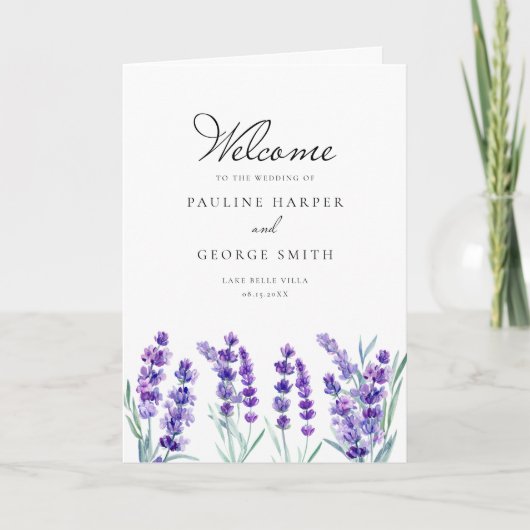 Waterverf Lavender Flowers Spring Wedding Booklet Programma (Voorkant)