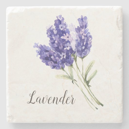 Waterverf Lavender Flowers Stenen Onderzetter (Voorkant)
