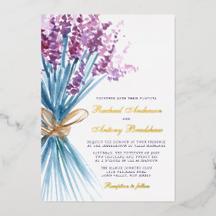 Waterverf lavender Flowers Wedding Folie Uitnodiging